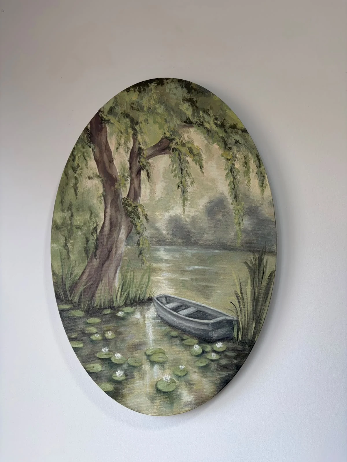 Paisaje ovalado pintado por Laura Díaz